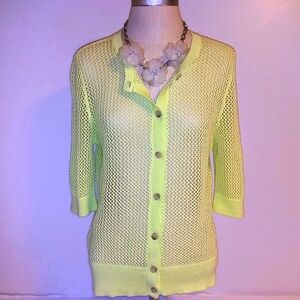 🧣Nwot Ann Taylor factory lime green button down Cardigan size medium